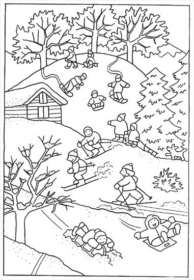 zabawy dzieci - zimowe zabawy dzieci - kolorowanka 67.gif